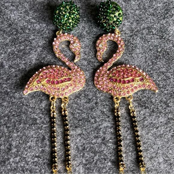 Flaming Earrings. Statement Sparkly Dangle Earrings - 4.5” Post Back - Picture 5 of 9